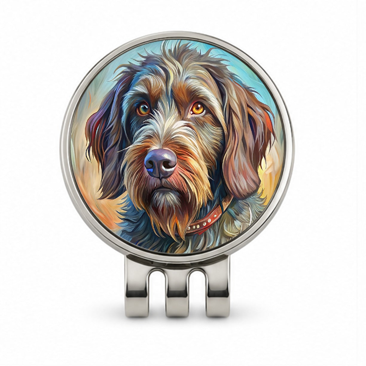 Wirehaired Pointing Griffon Dog Expressionism Art Golf Hat Clip with Ball Marker