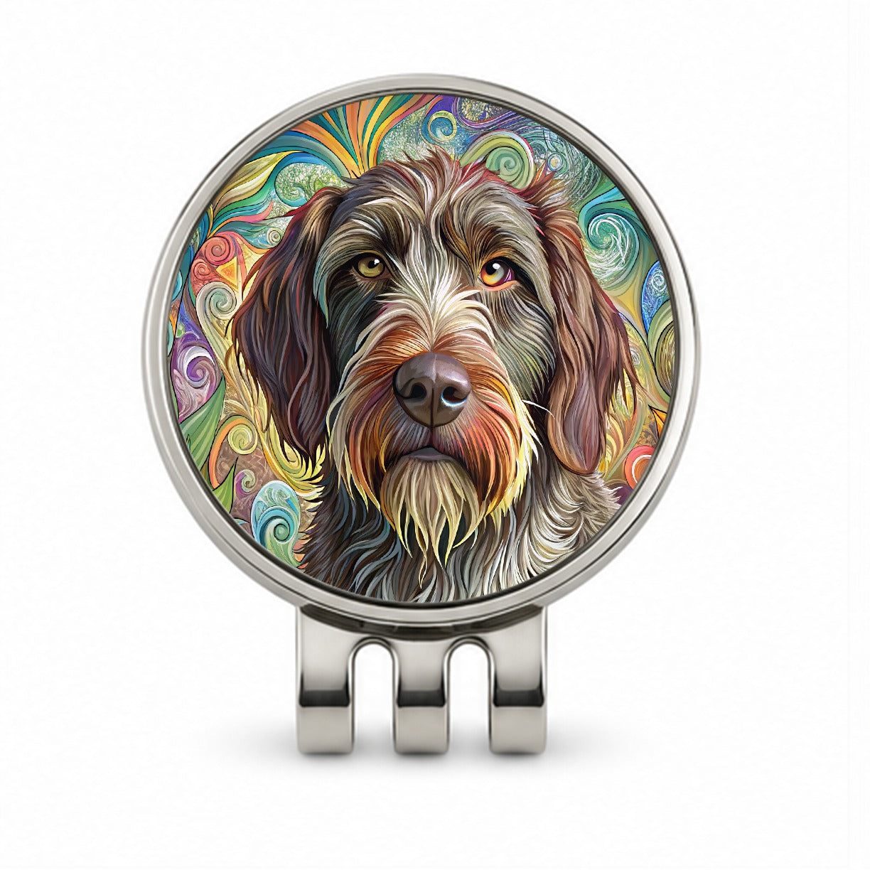 Wirehaired Pointing Griffon Dog French Bohemian Art Golf Hat Clip with Ball Marker