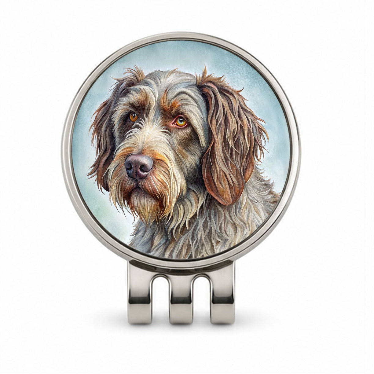 Wirehaired Pointing Griffon Dog Illustration Golf Hat Clip with Ball Marker