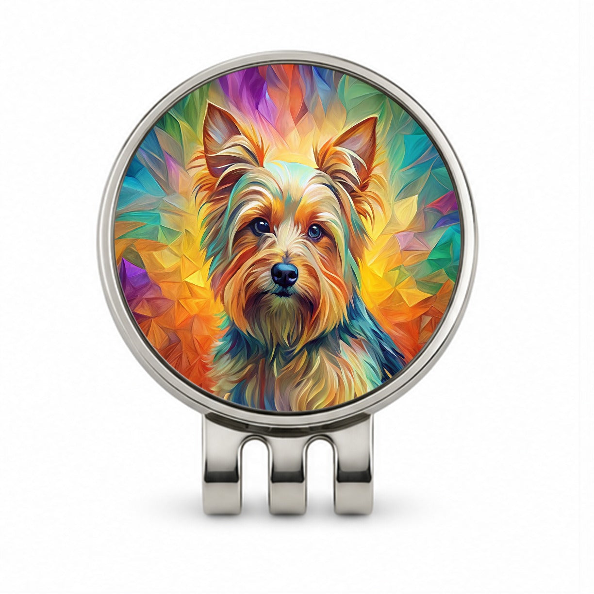 Yorkshire Terrier Yorkie Dog Abstract Art Golf Hat Clip with Ball Marker