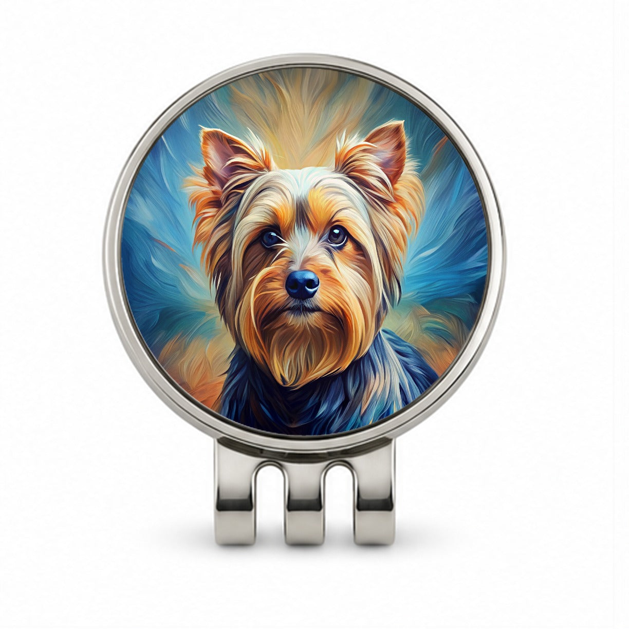 Yorkshire Terrier Yorkie Dog Expressionism Art Golf Hat Clip with Ball Marker