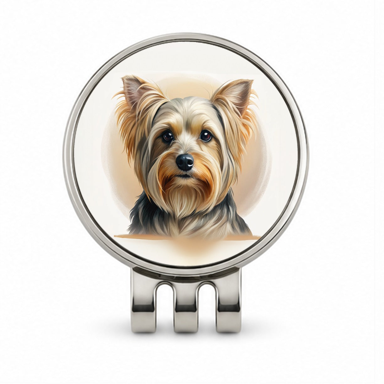 Yorkshire Terrier Yorkie Dog Illustration Golf Hat Clip with Ball Marker