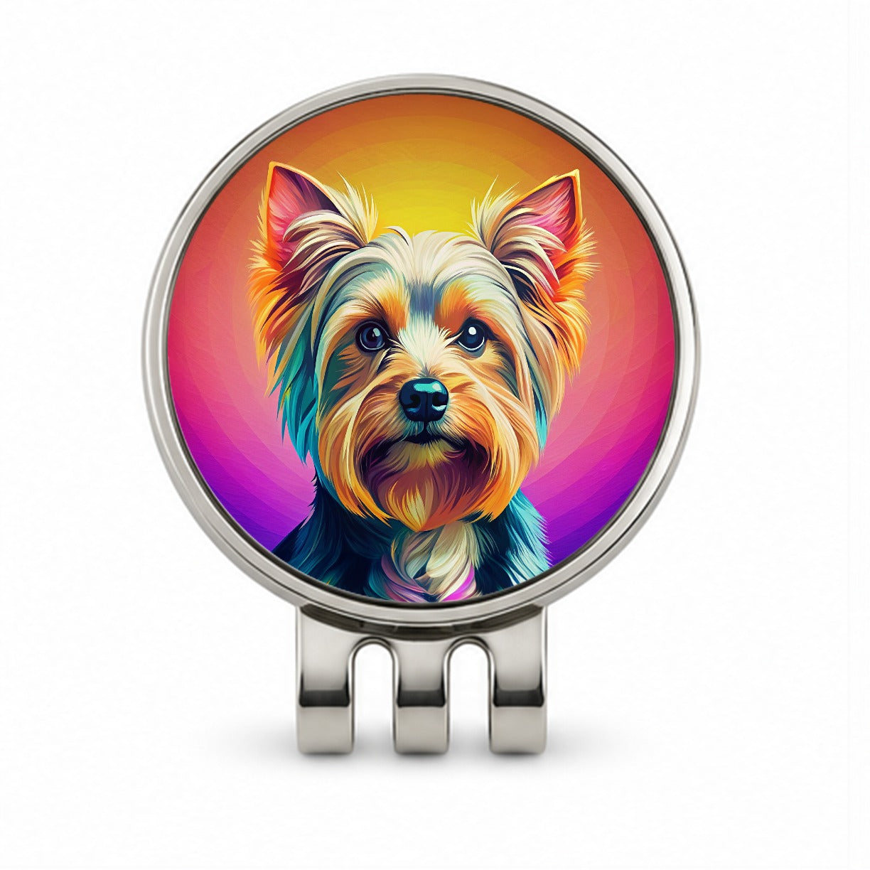 Yorkshire Terrier Yorkie Dog Pop Art Golf Hat Clip with Ball Marker