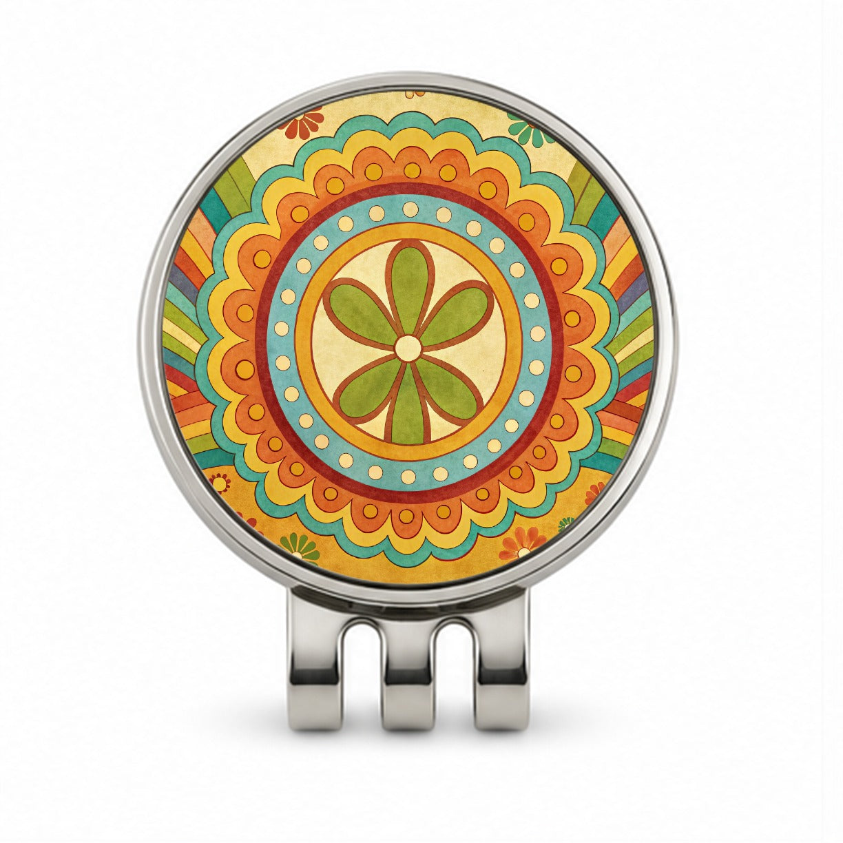 70's Retro Groovy Hippie Design Golf Hat Clip with Ball Marker