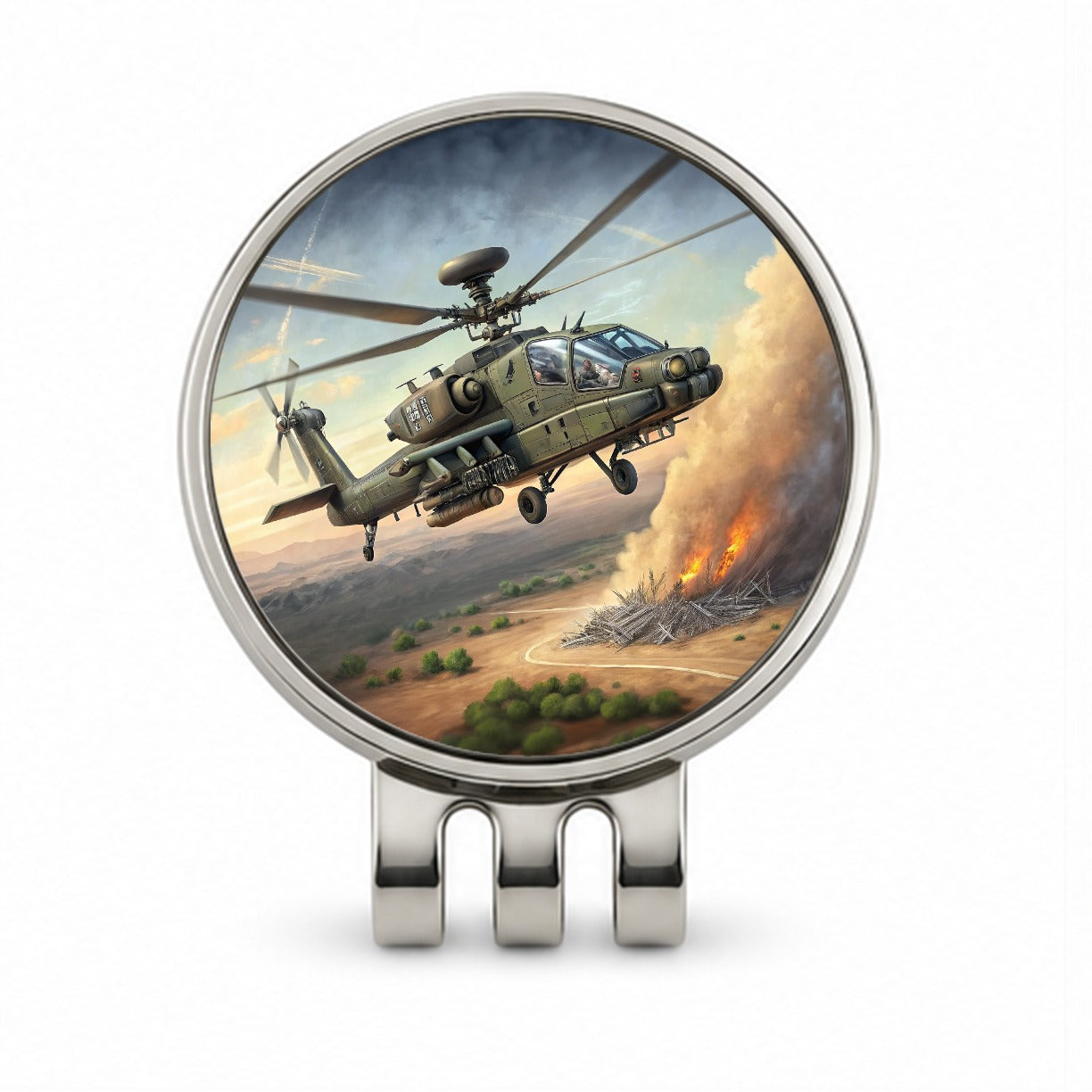 Apache AH-64 Attack Helicopter US Army Golf Hat Clip with Ball Marker