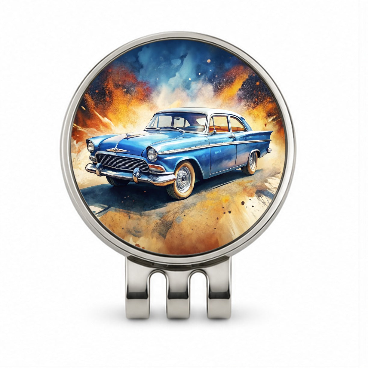 Classic Retro Car Art Golf Hat Clip with Ball Marker