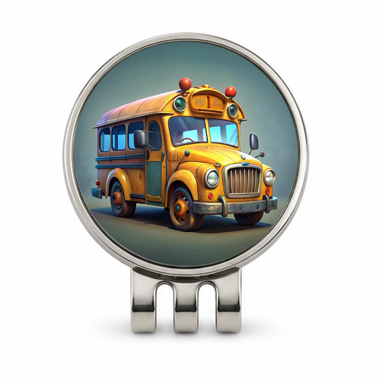 Funny School Short Bus Golf Hat Clip with Ball Marker