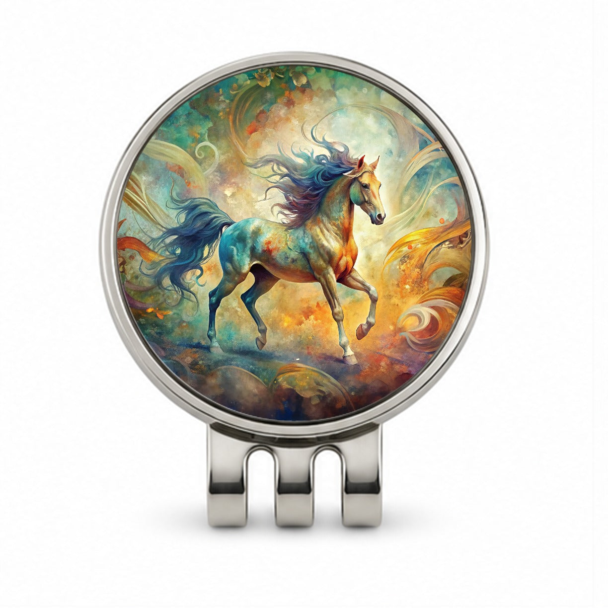 Galloping Horse Abstract Art Golf Hat Clip with Ball Marker