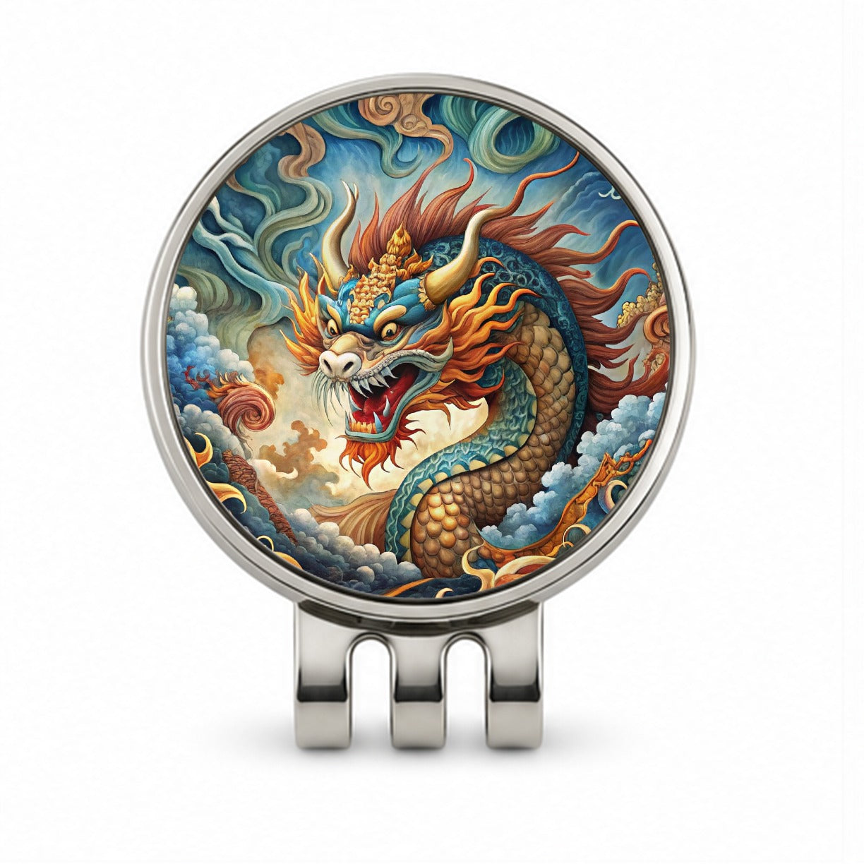 Japanese Asian Spirit Dragon Art Golf Hat Clip with Ball Marker