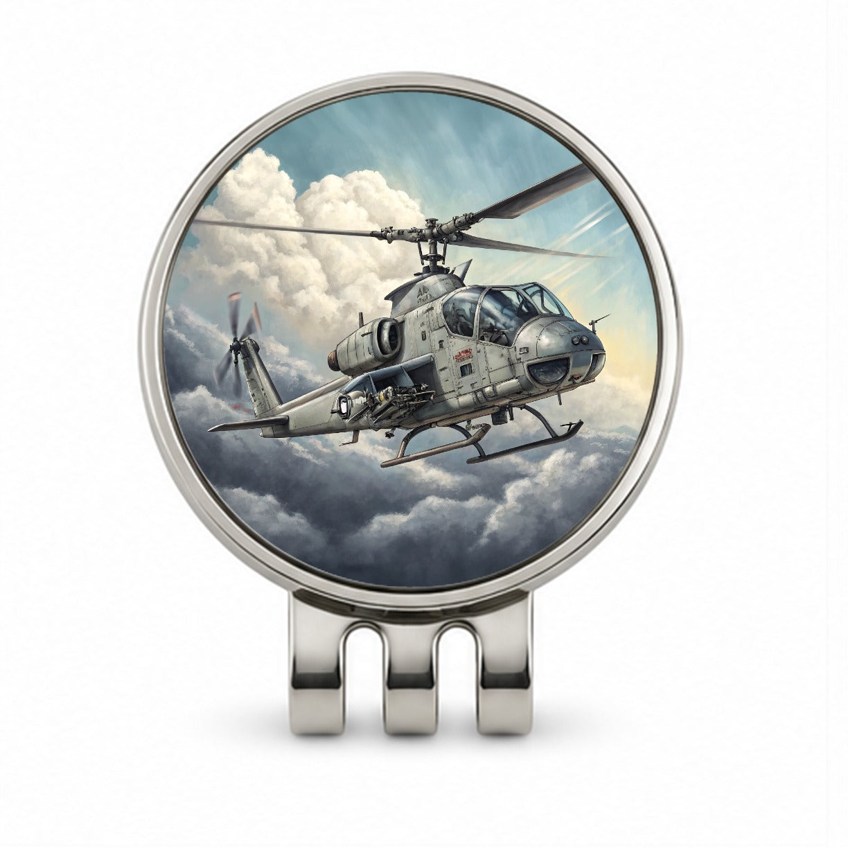 Military Attack Helicopter In Flight Golf Hat Clip with Ball Marker