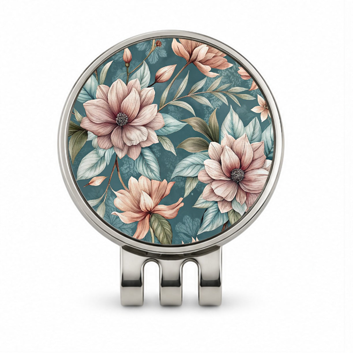 Minimalist Flowers Floral Pattern Golf Hat Clip with Ball Marker