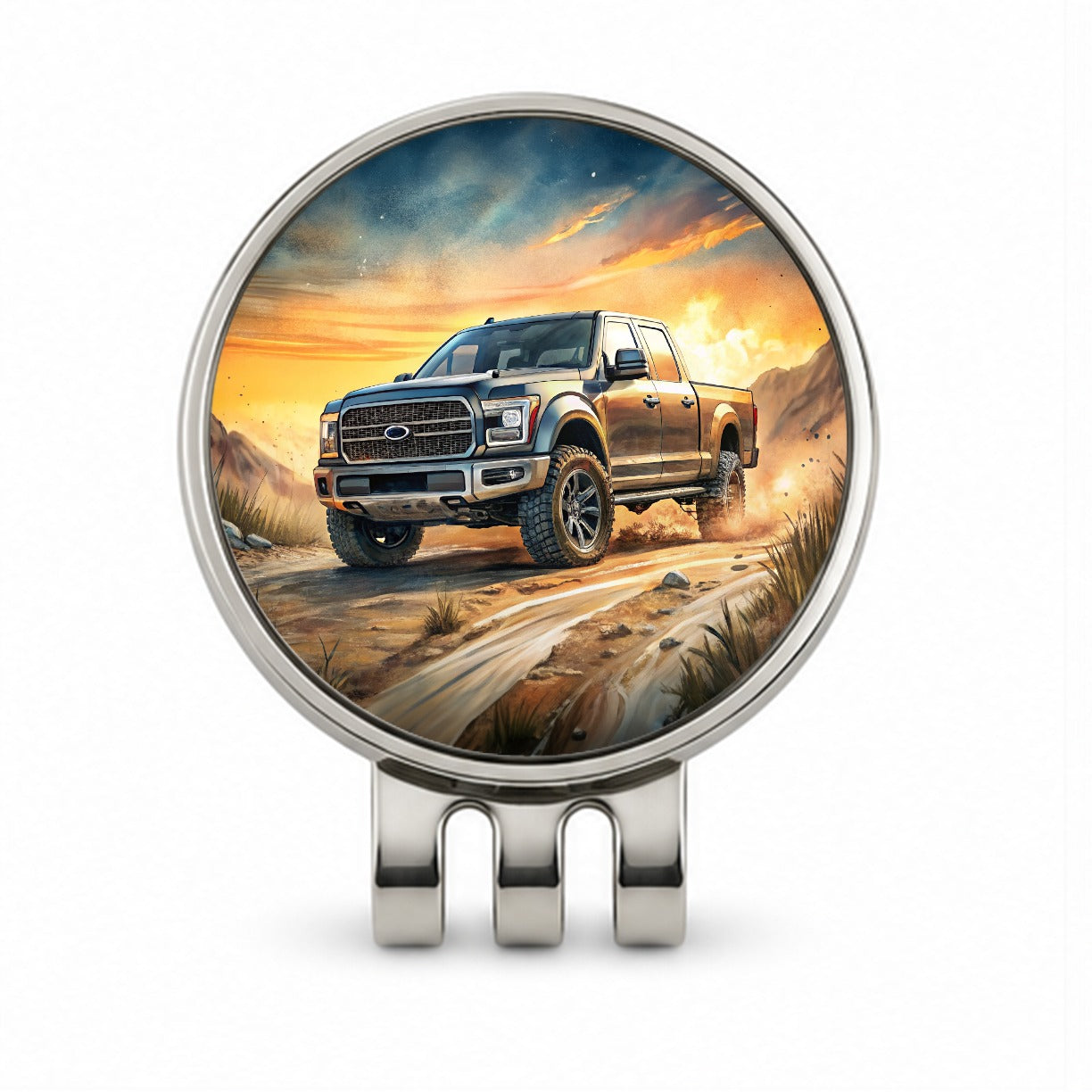 Modern Off-Road Truck Art Golf Hat Clip with Ball Marker