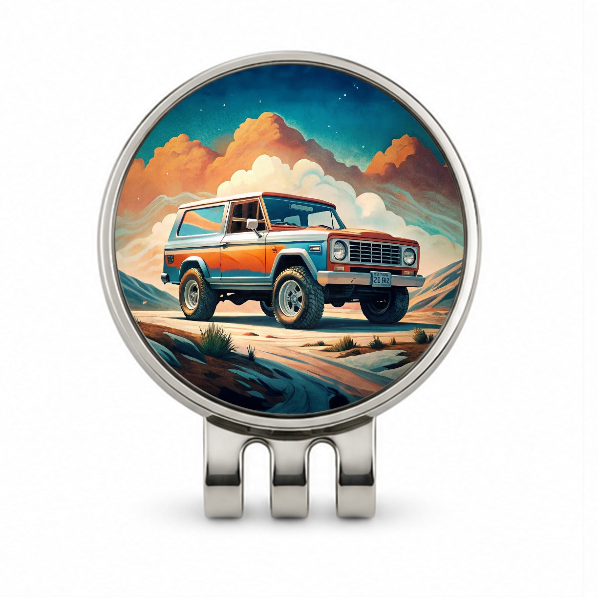 Retro Classic Off-Road Truck Art Golf Hat Clip with Ball Marker