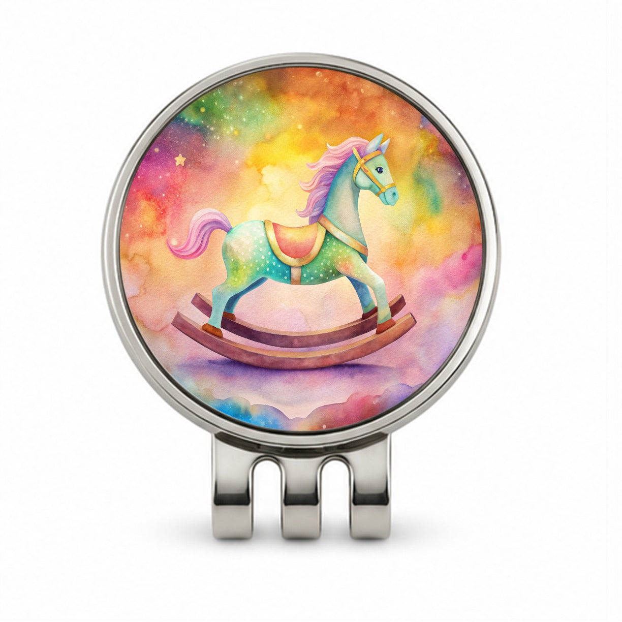 Rocking Horse For A Girl Golf Hat Clip with Ball Marker