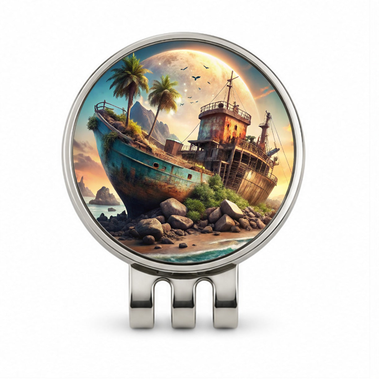 Sci-fi Shipwreck Golf Hat Clip with Ball Marker
