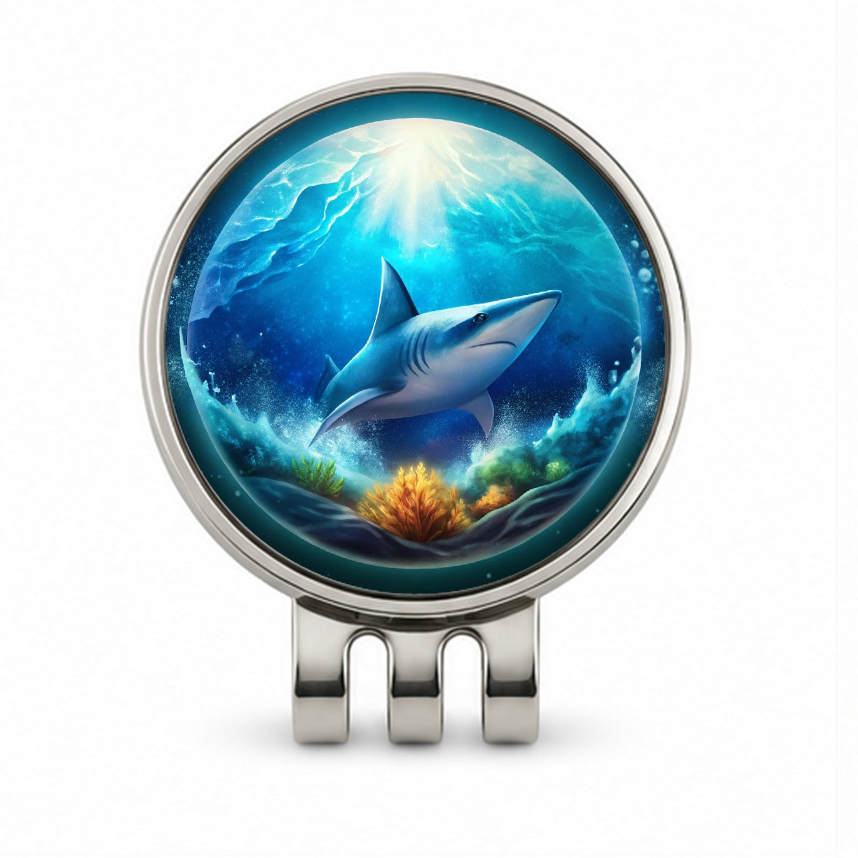 Shark Ocean Bubble Golf Hat Clip with Ball Marker