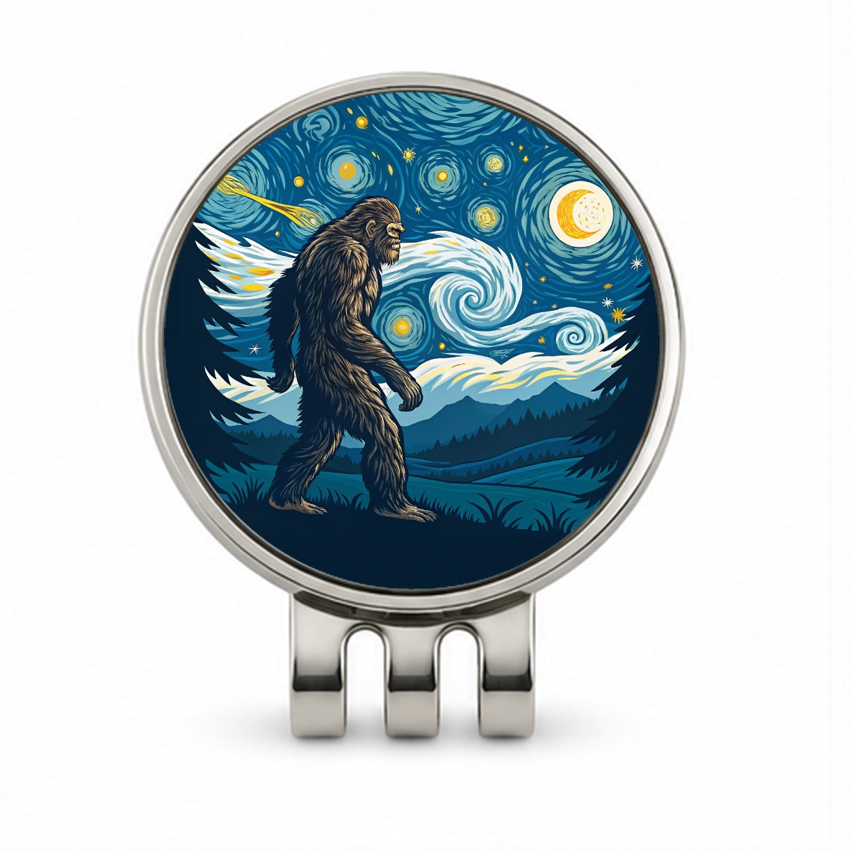 Big Foot Van Gogh Starry Night Golf Hat Clip with Ball Marker