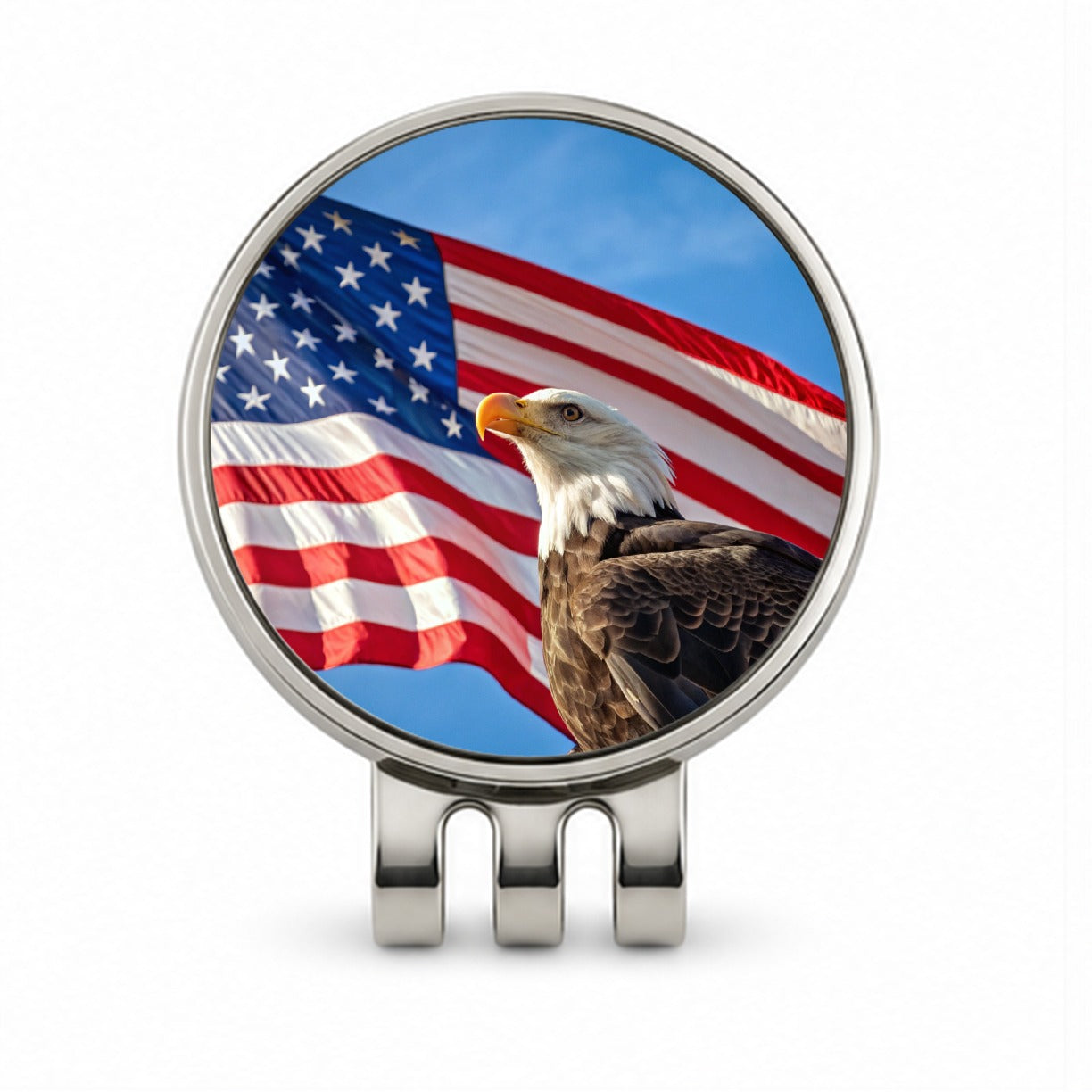Eagle And American Flag USA United States Patriotic Golf Hat Clip with Ball Marker