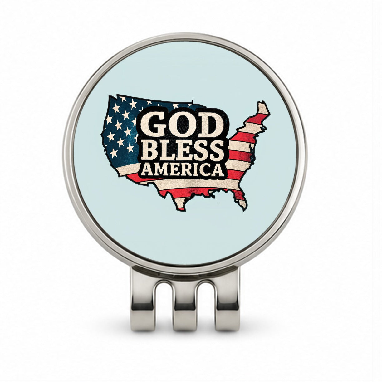 God Bless America Cute USA United States Golf Hat Clip with Ball Marker