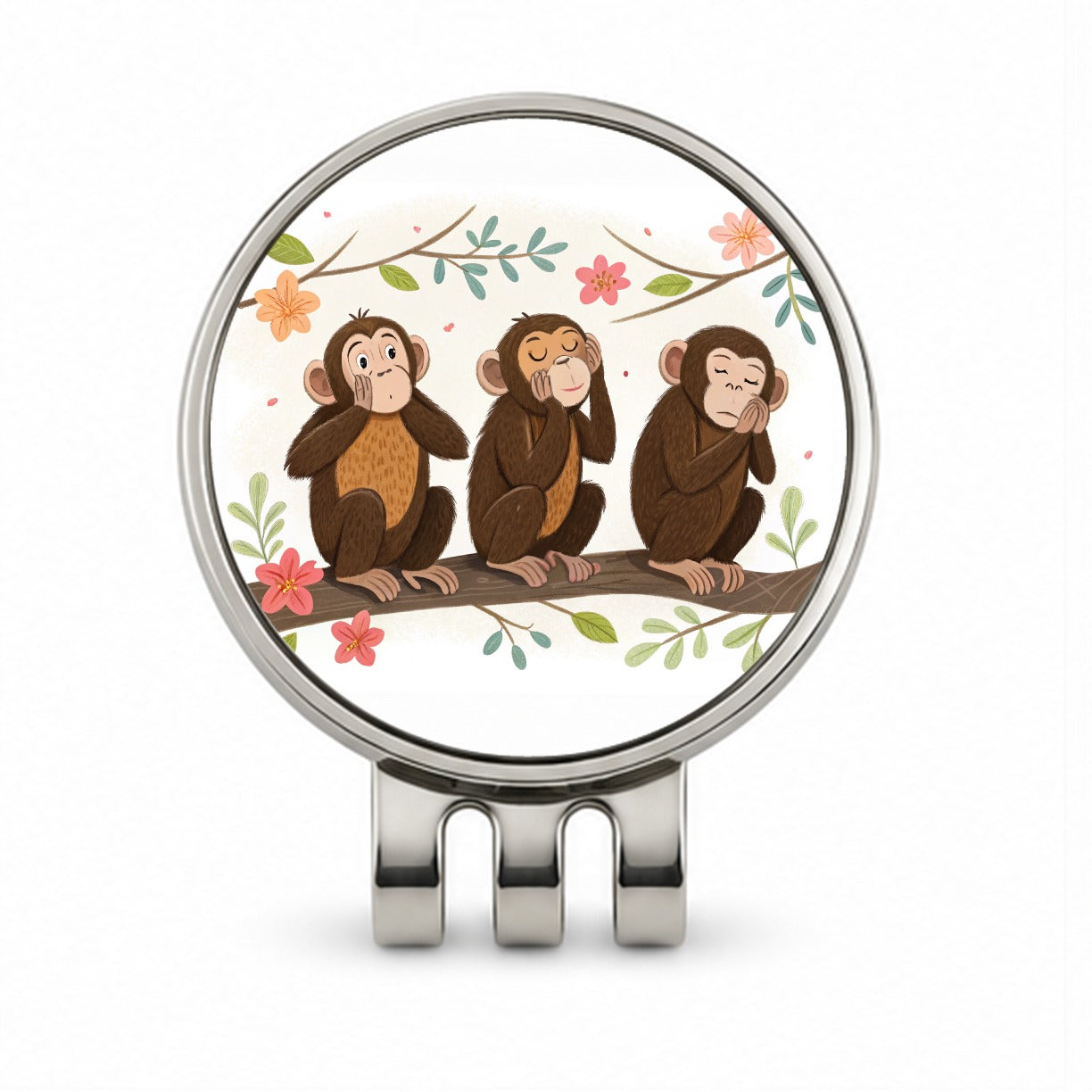 Hear Speak See No Evil Golf Hat Clip with Ball Marker