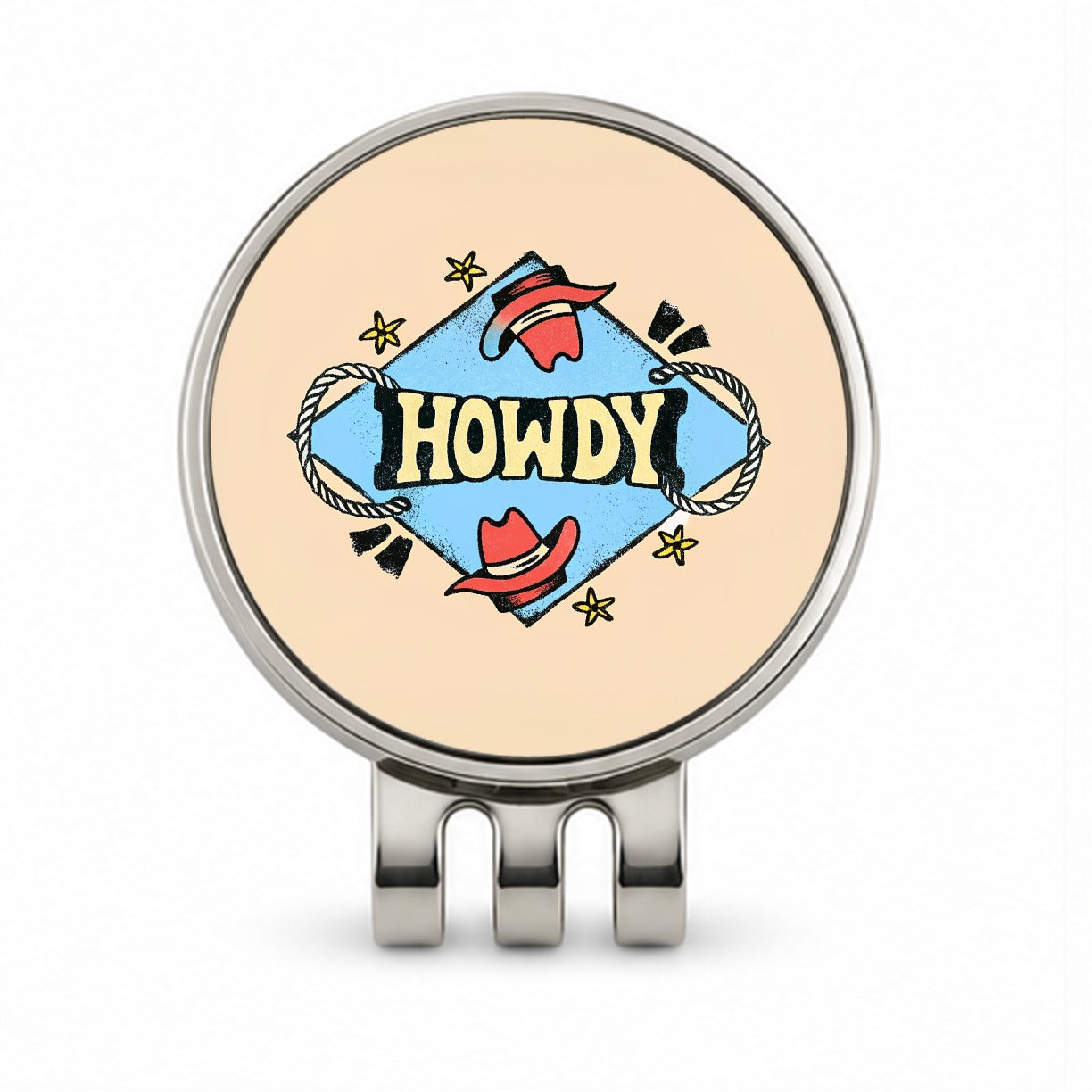 Howdy Country Cowboy Cowgirl Golf Hat Clip with Ball Marker