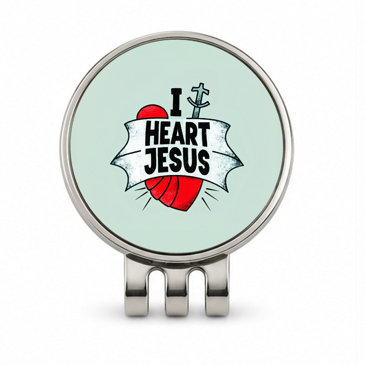 I Heart Jesus Love Golf Hat Clip with Ball Marker