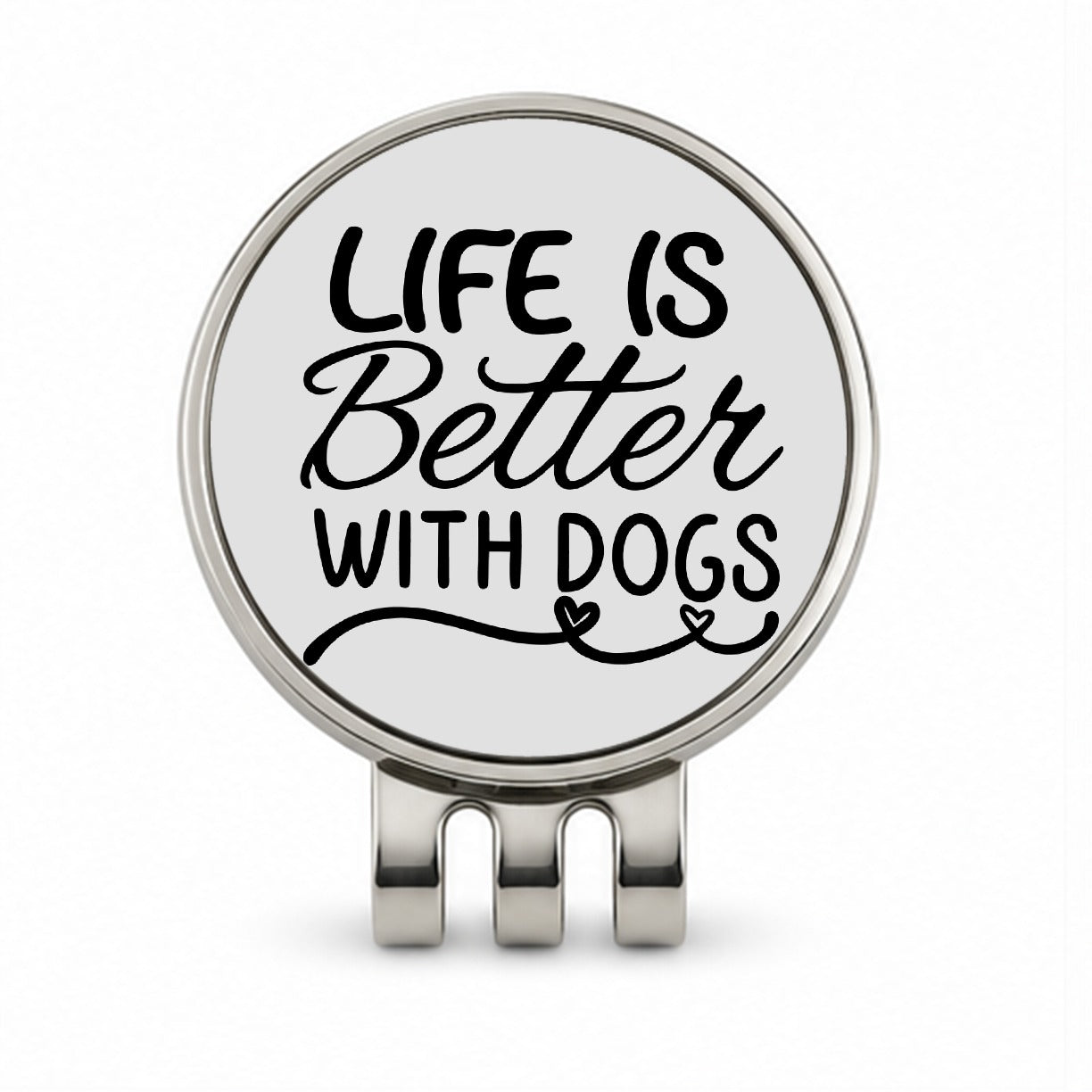 Life Is Better With Dogs Gray Golf Hat Clip with Ball Marker
