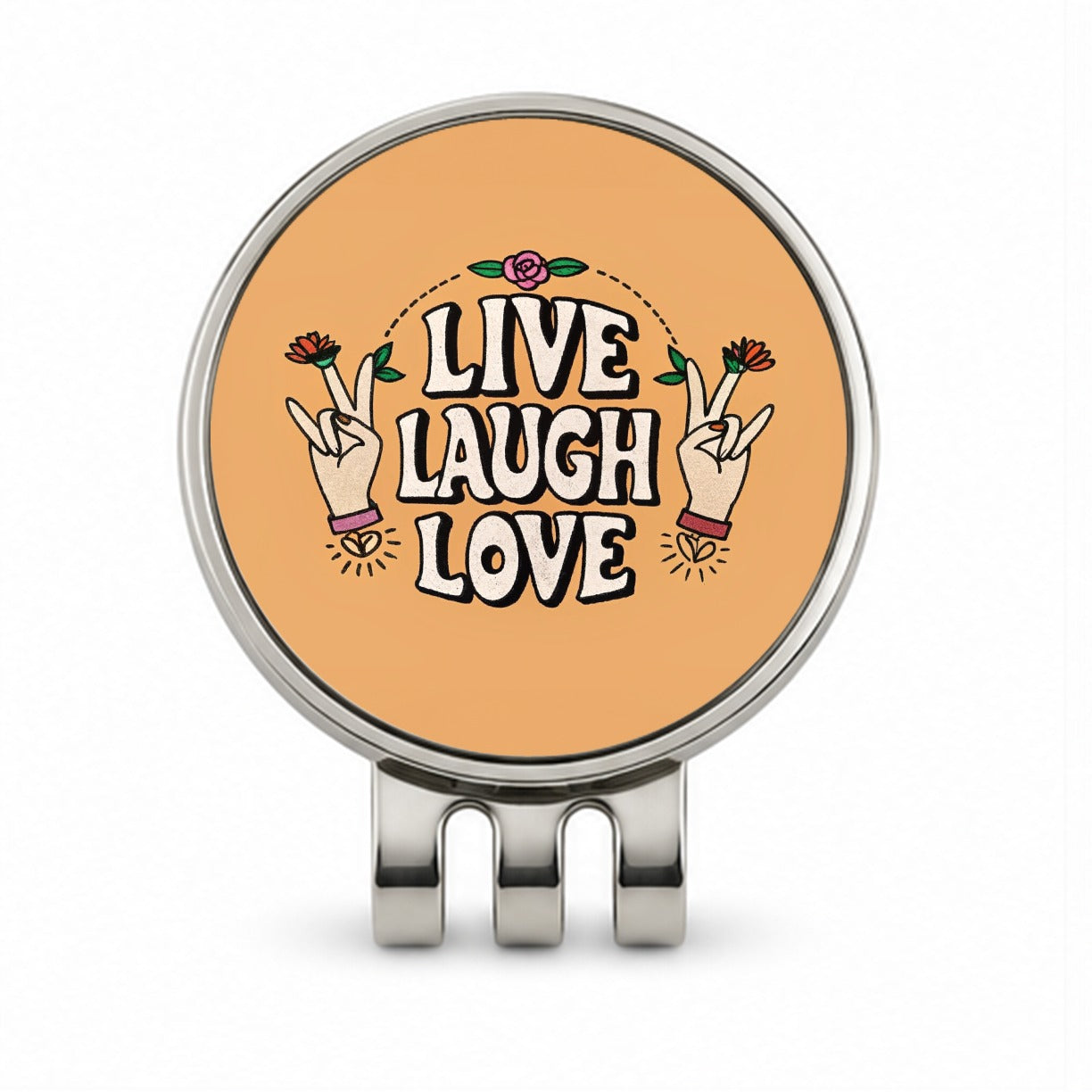 Live Laugh Love Golf Hat Clip with Ball Marker