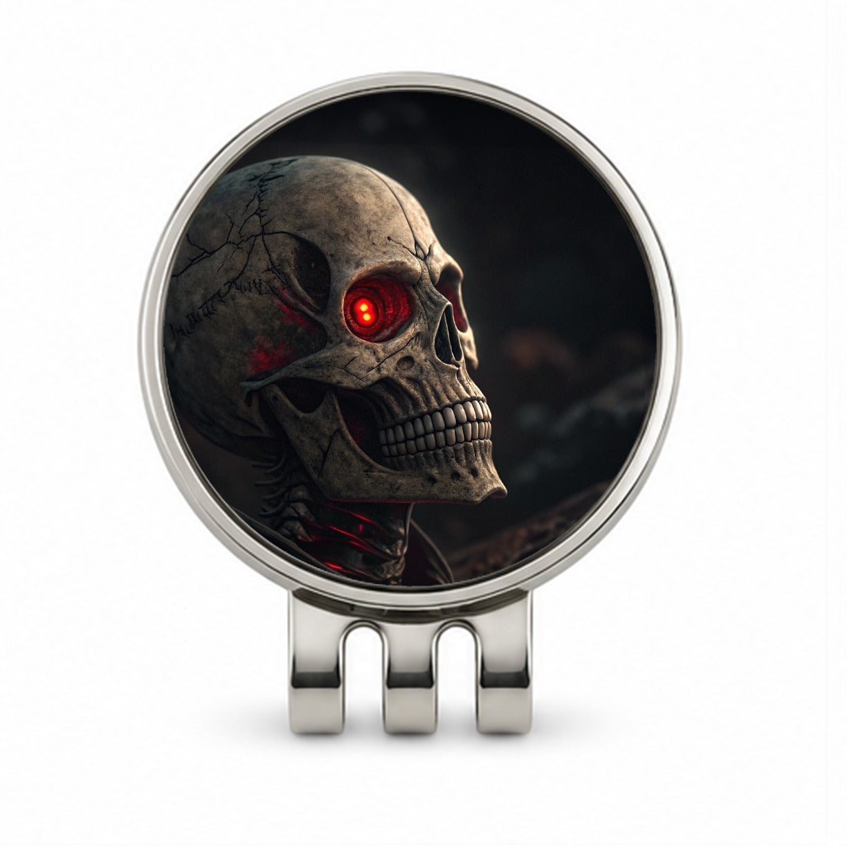 Skull With Red Eyes Golf Hat Clip with Ball Marker