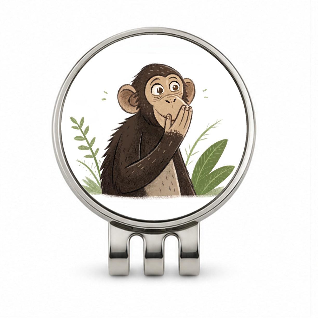 Speak No Evil Monkey Funny Golf Hat Clip with Ball Marker