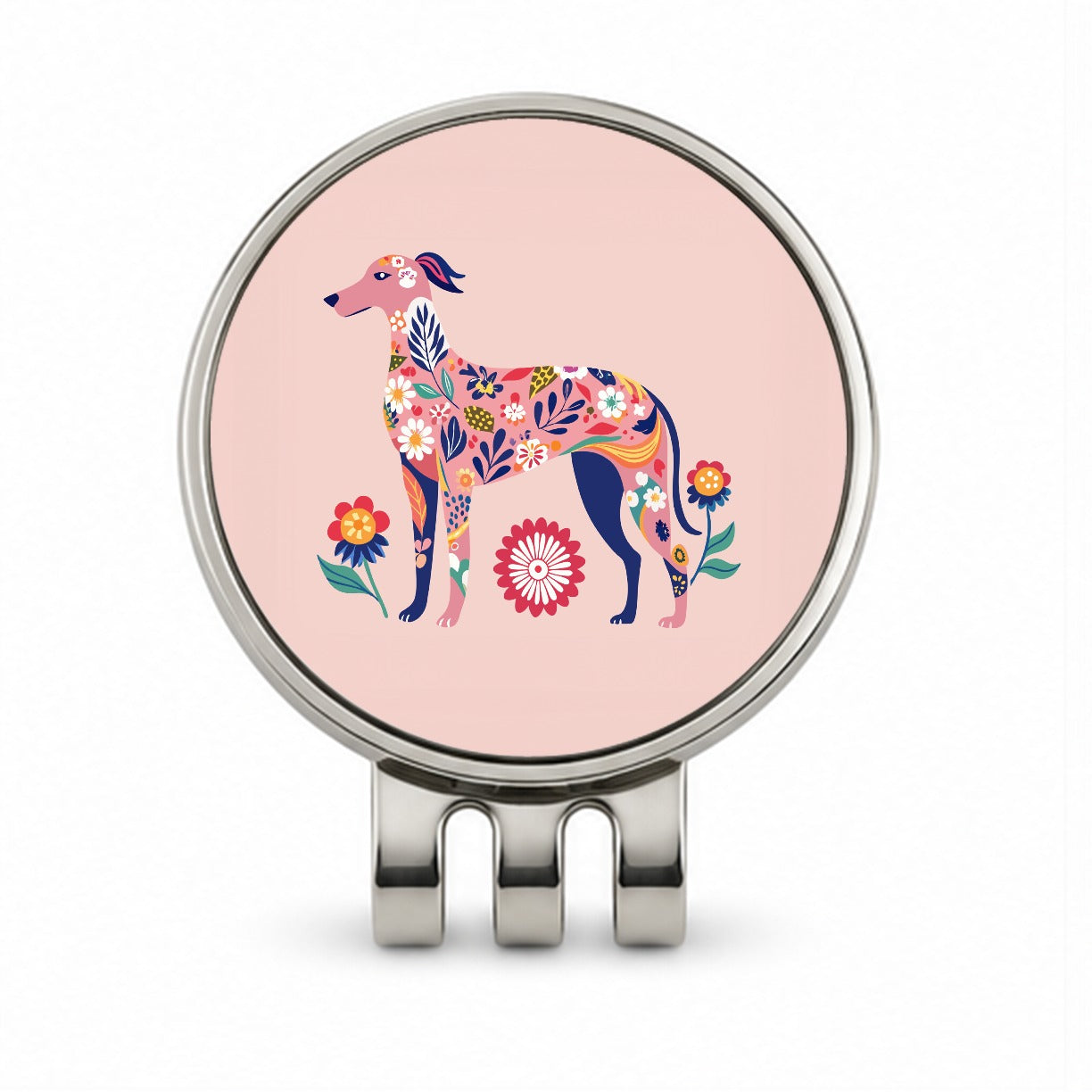 Weimador Floral Motif Light Pink Dog Golf Hat Clip with Ball Marker