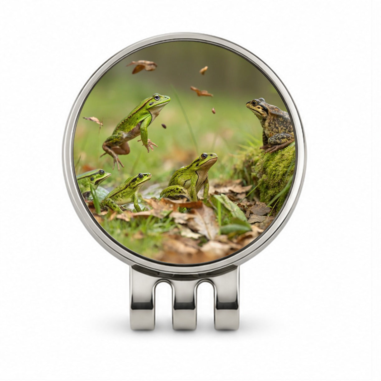Bunch Of Frogs Golf Hat Clip with Ball Marker