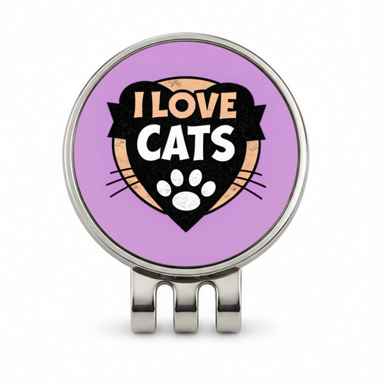 I Love Cats Golf Hat Clip with Ball Marker