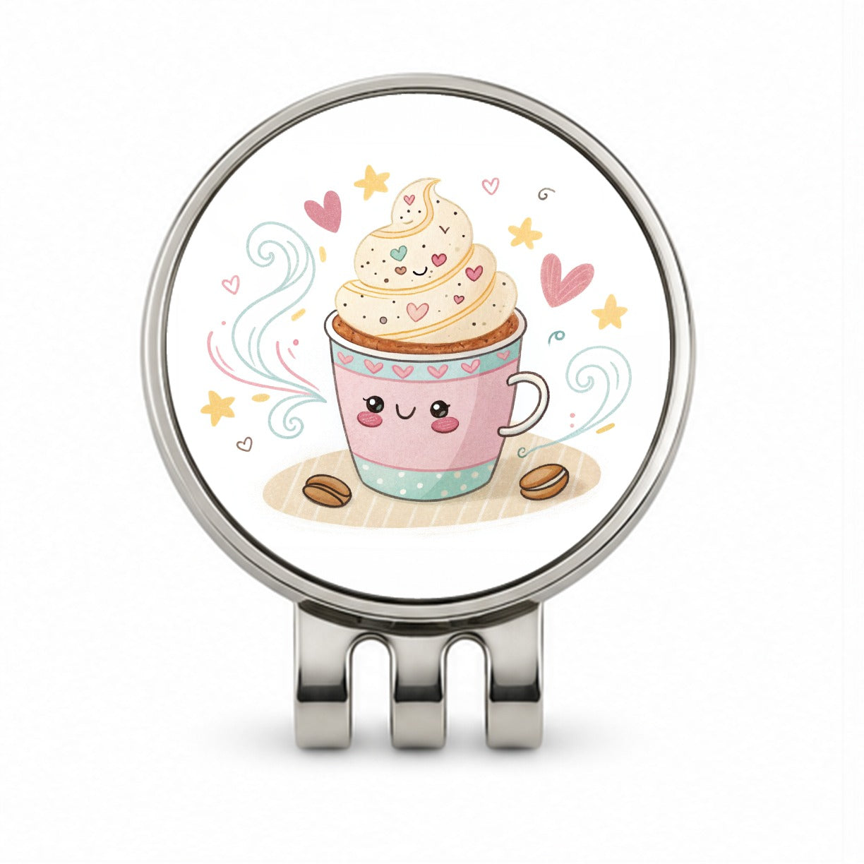 Kawaii Latte Coffee Golf Hat Clip with Ball Marker