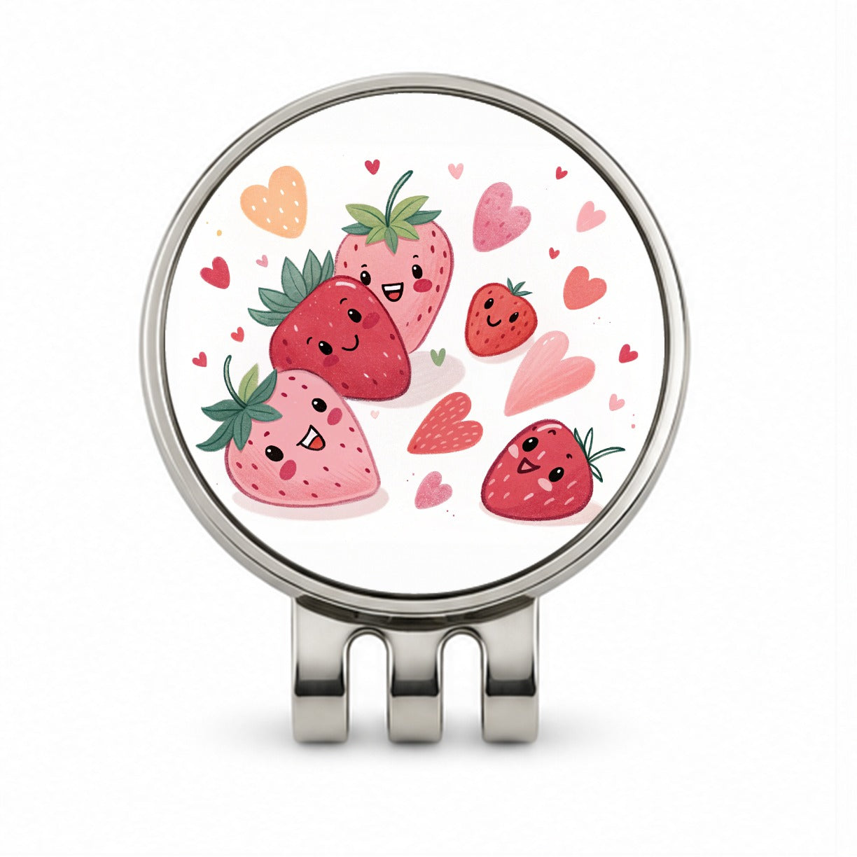 Kawaii Strawberries Hearts Golf Hat Clip with Ball Marker