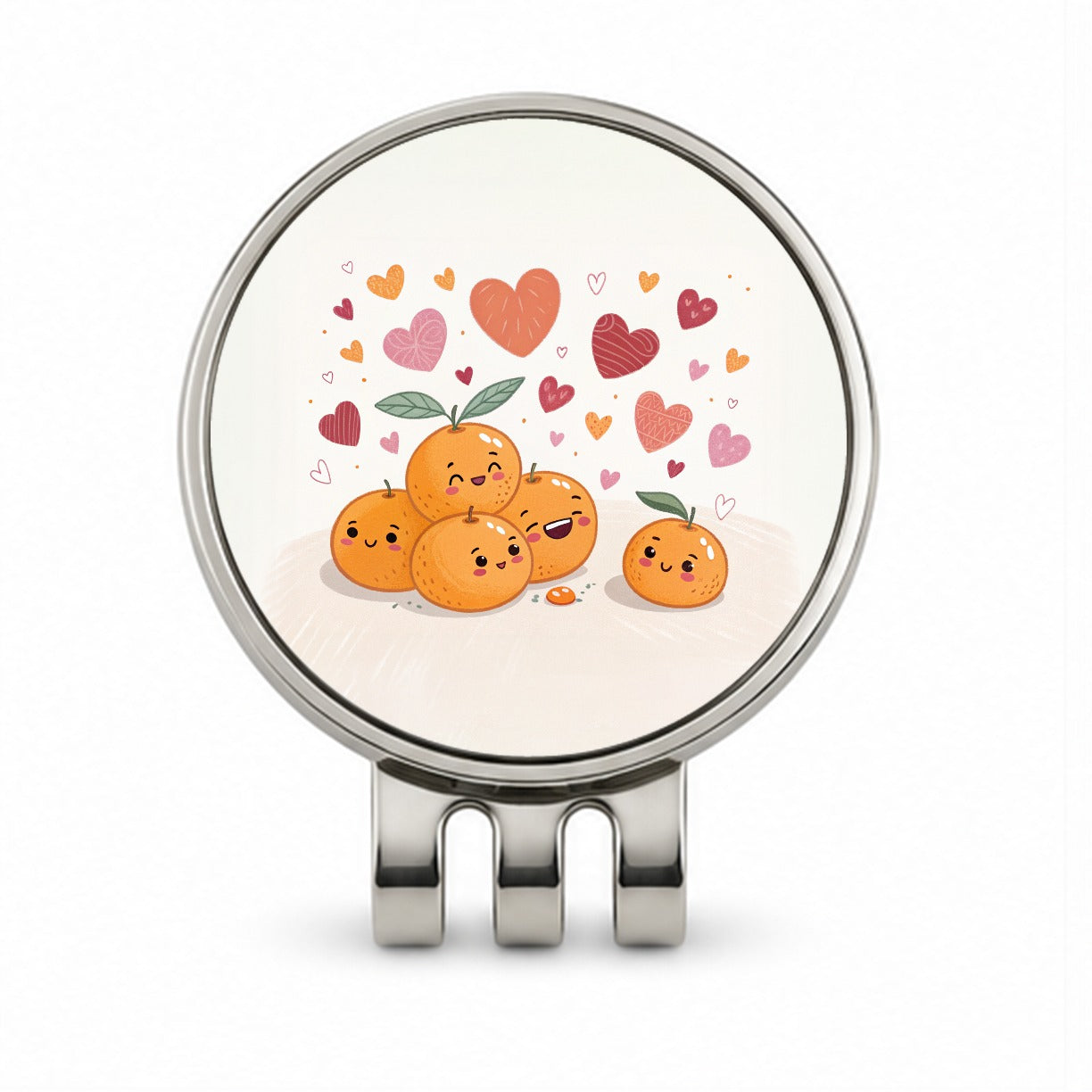 Kawaii Tangerines Hearts Golf Hat Clip with Ball Marker