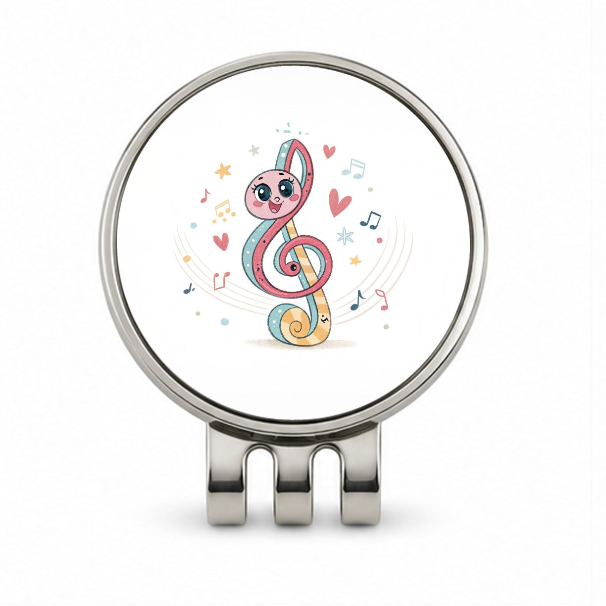 Kawaii Treble Clef Music Golf Hat Clip with Ball Marker