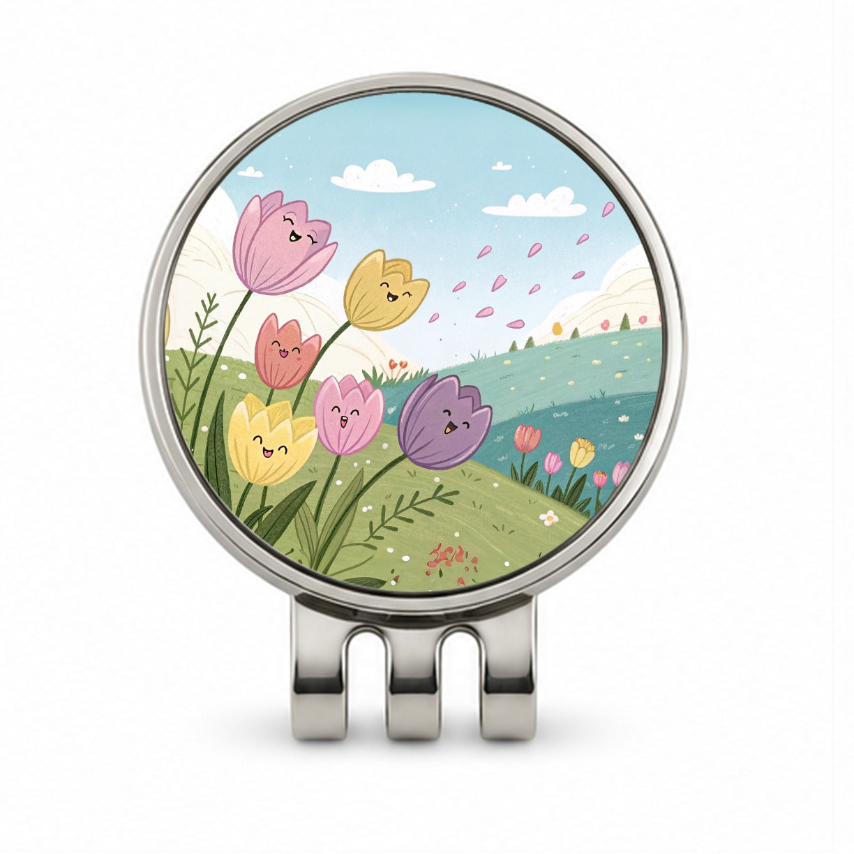 Kawaii Tulips Flowers Golf Hat Clip with Ball Marker