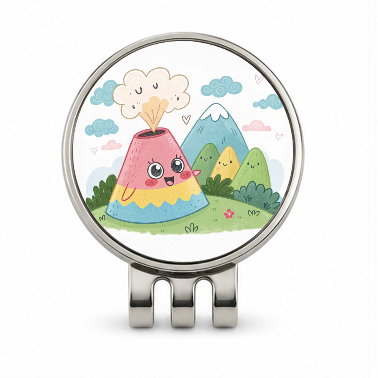 Kawaii Volcano Golf Hat Clip with Ball Marker