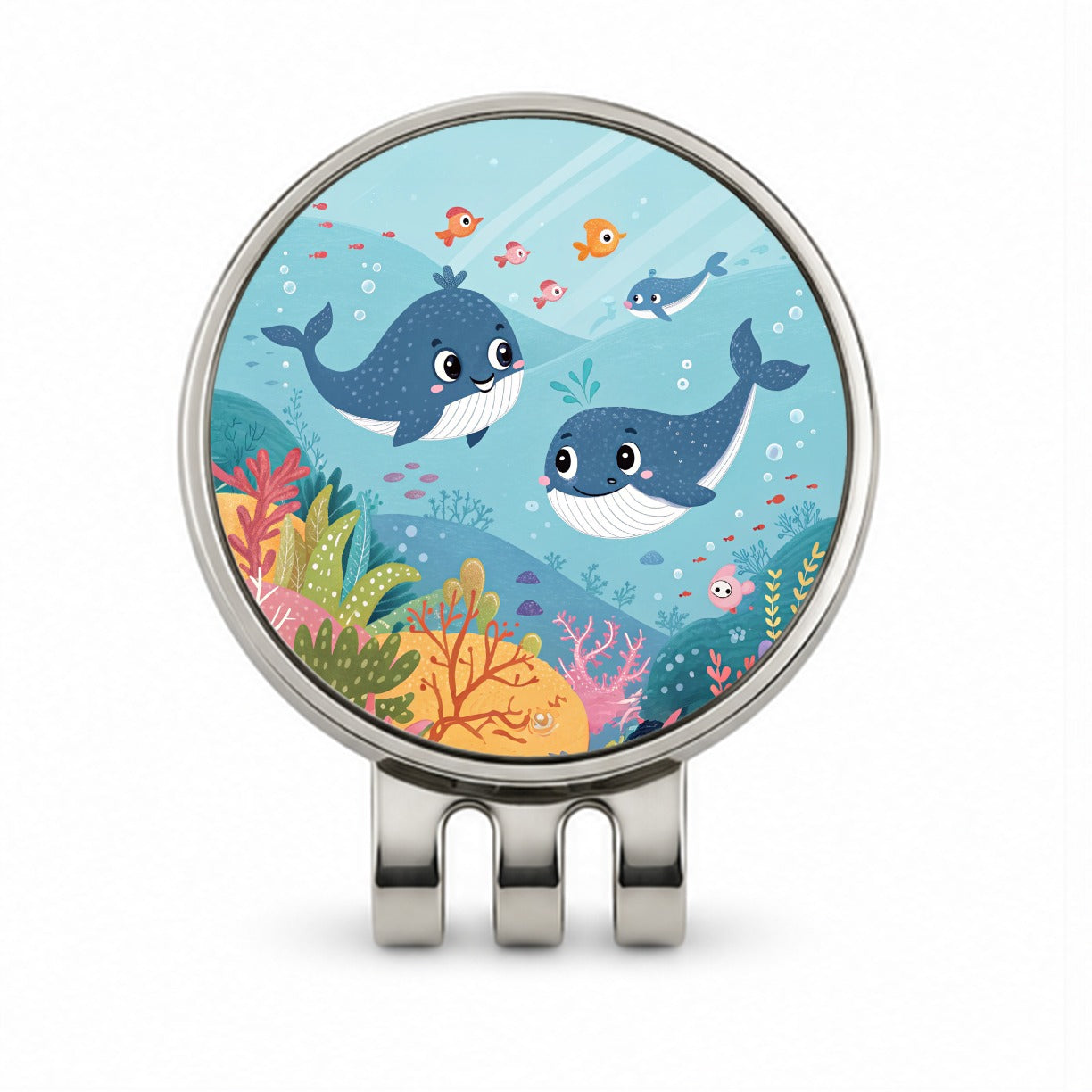 Kawaii Whales Golf Hat Clip with Ball Marker
