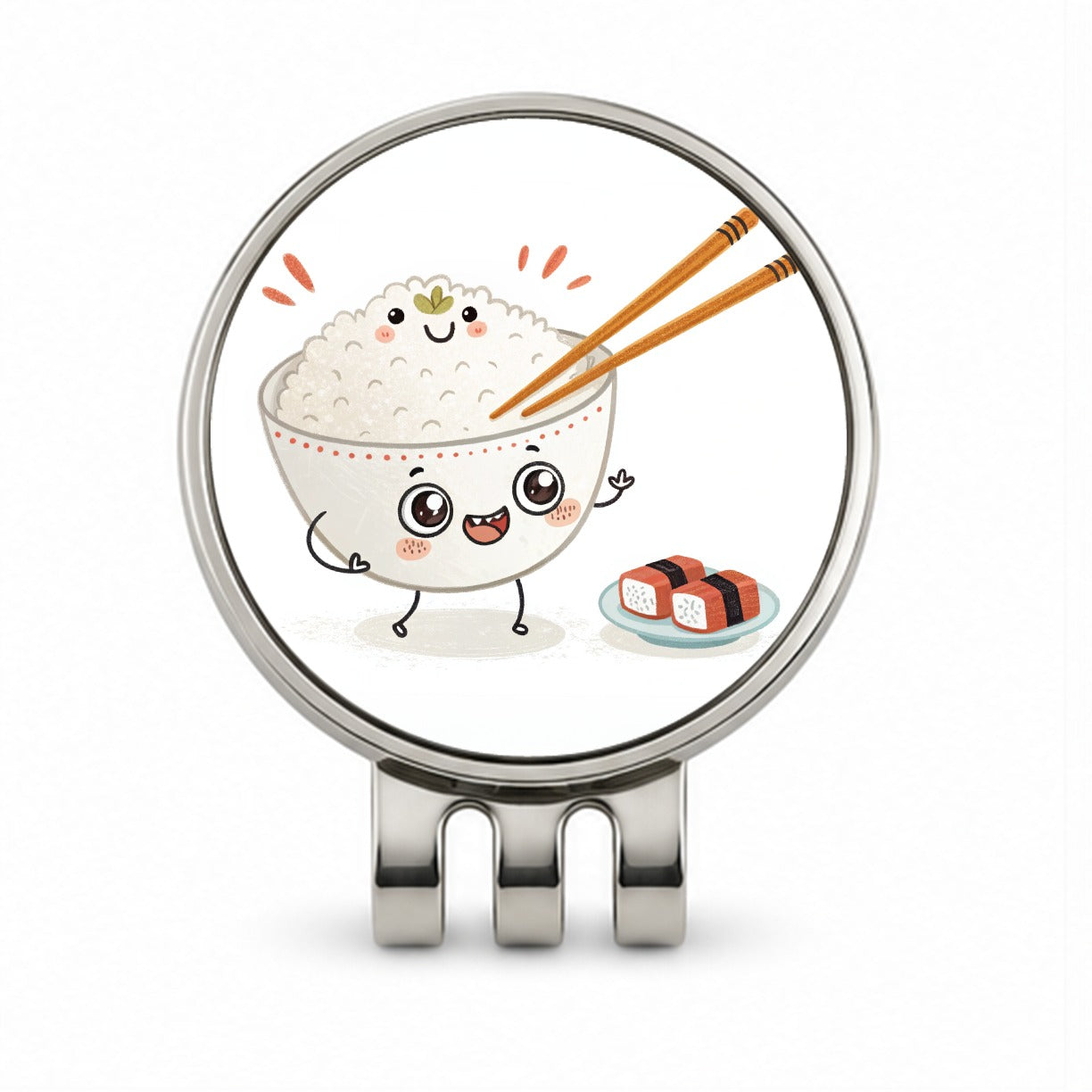Kawaii White Rice Chopsticks Sushi Golf Hat Clip with Ball Marker