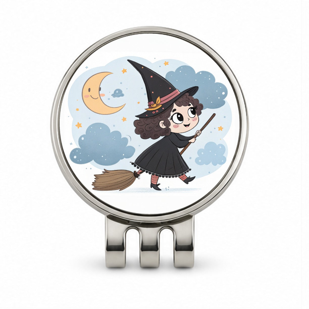 Kawaii Witch Broom Halloween Golf Hat Clip with Ball Marker