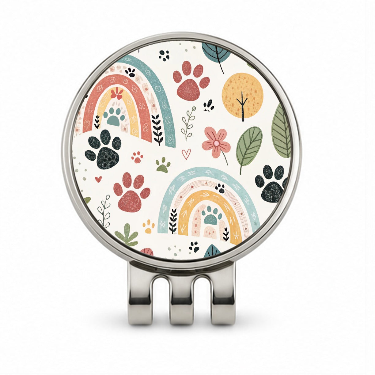 Paw Prints Cute Rainbows Golf Hat Clip with Ball Marker