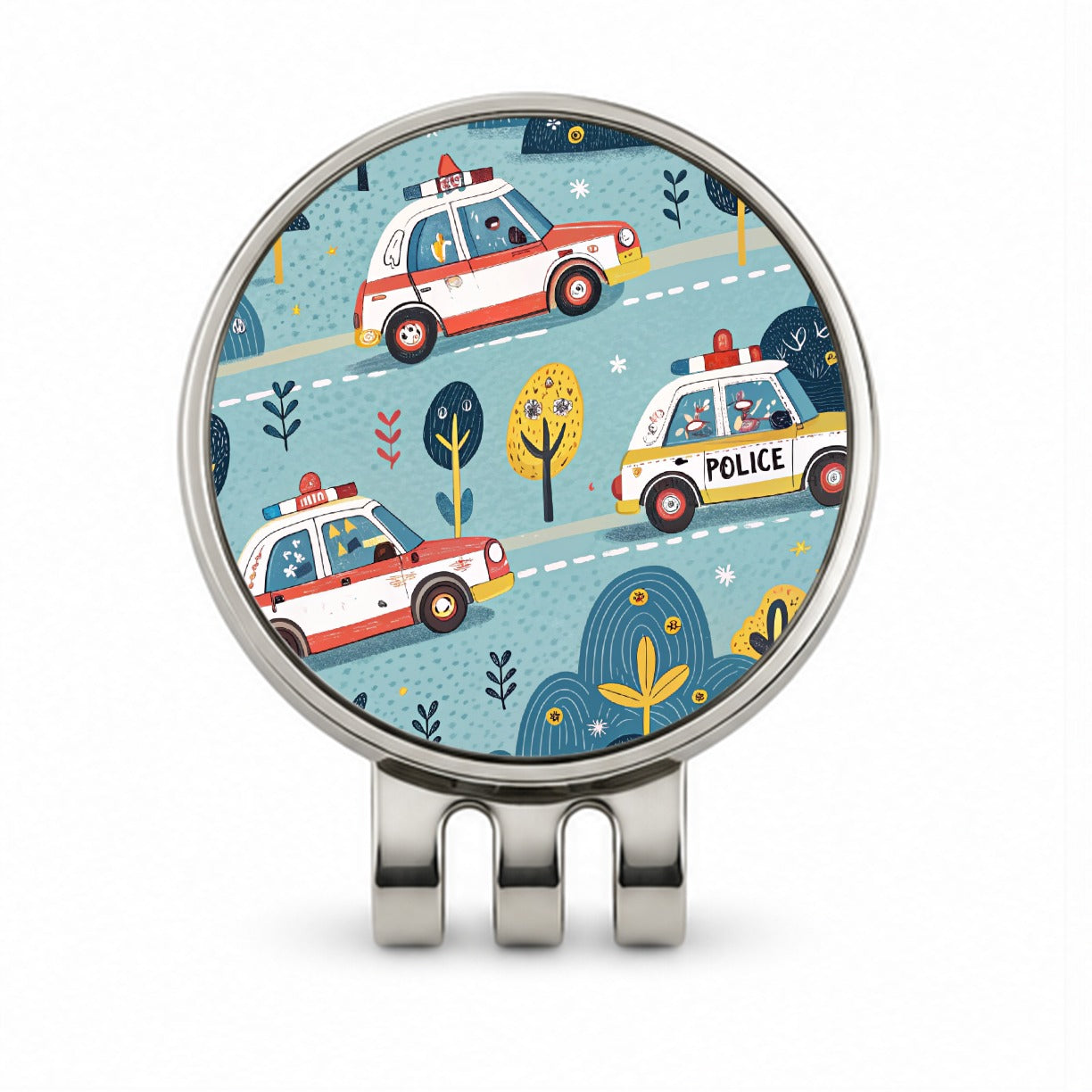 Police Cars Cute Golf Hat Clip with Ball Marker