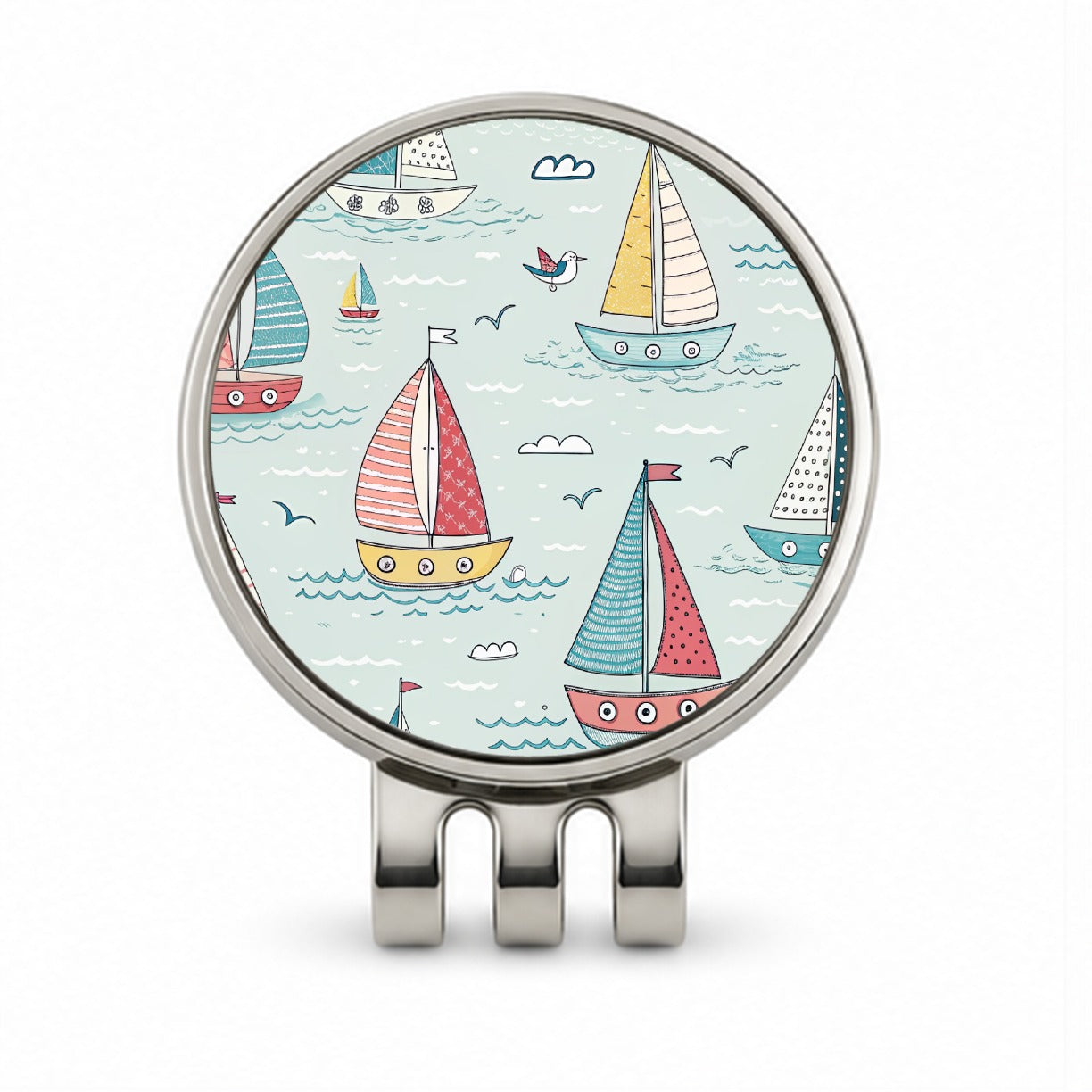 Sailboats Scattered Golf Hat Clip with Ball Marker