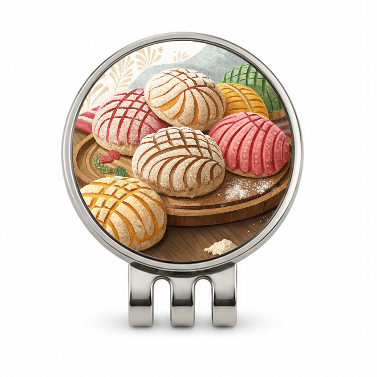 Scattered Conchas Pastry Mexican Sweet Breads Golf Hat Clip with Ball Marker