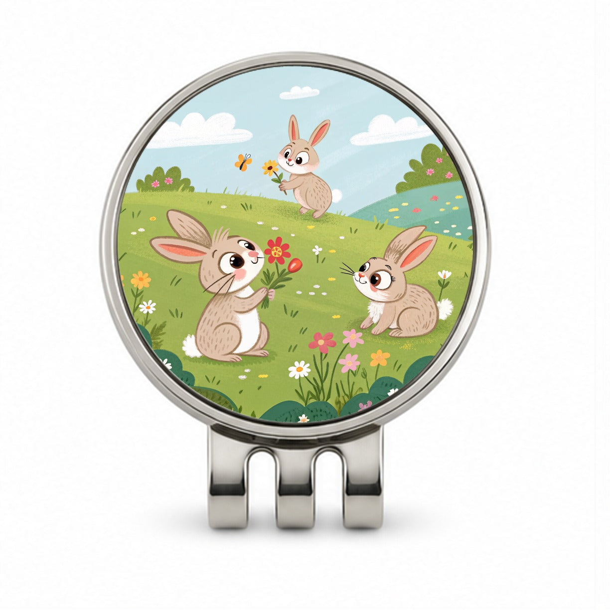 Scattered Cute Rabbits Bunnies Easter Golf Hat Clip with Ball Marker