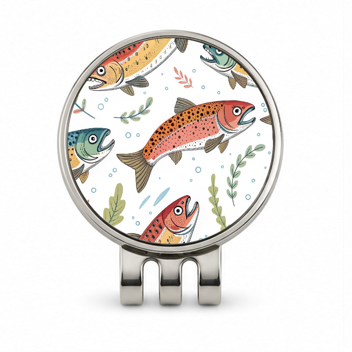 Trout Fish Swimming Fishing Golf Hat Clip with Ball Marker