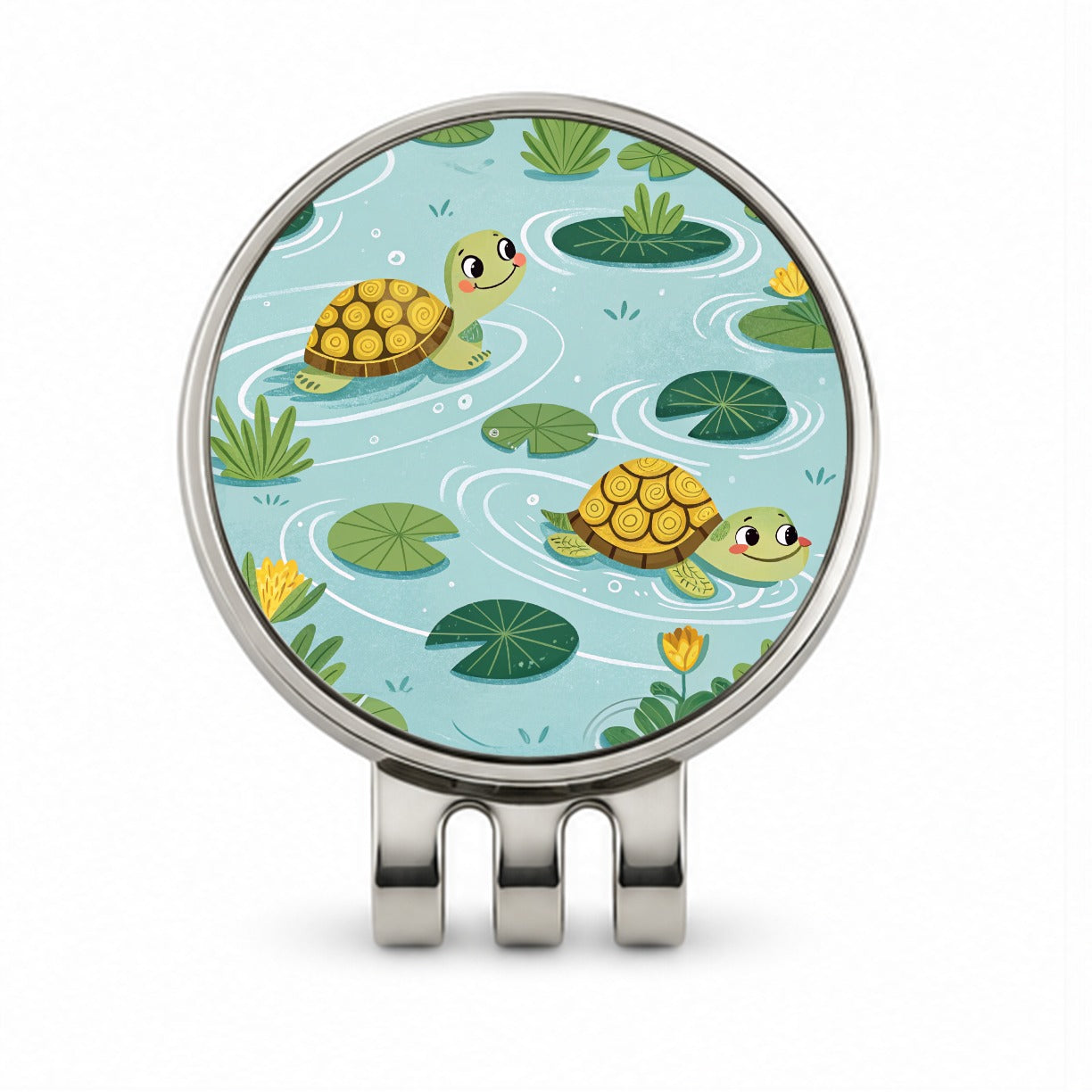 Turtles Swimming In Pond Golf Hat Clip with Ball Marker