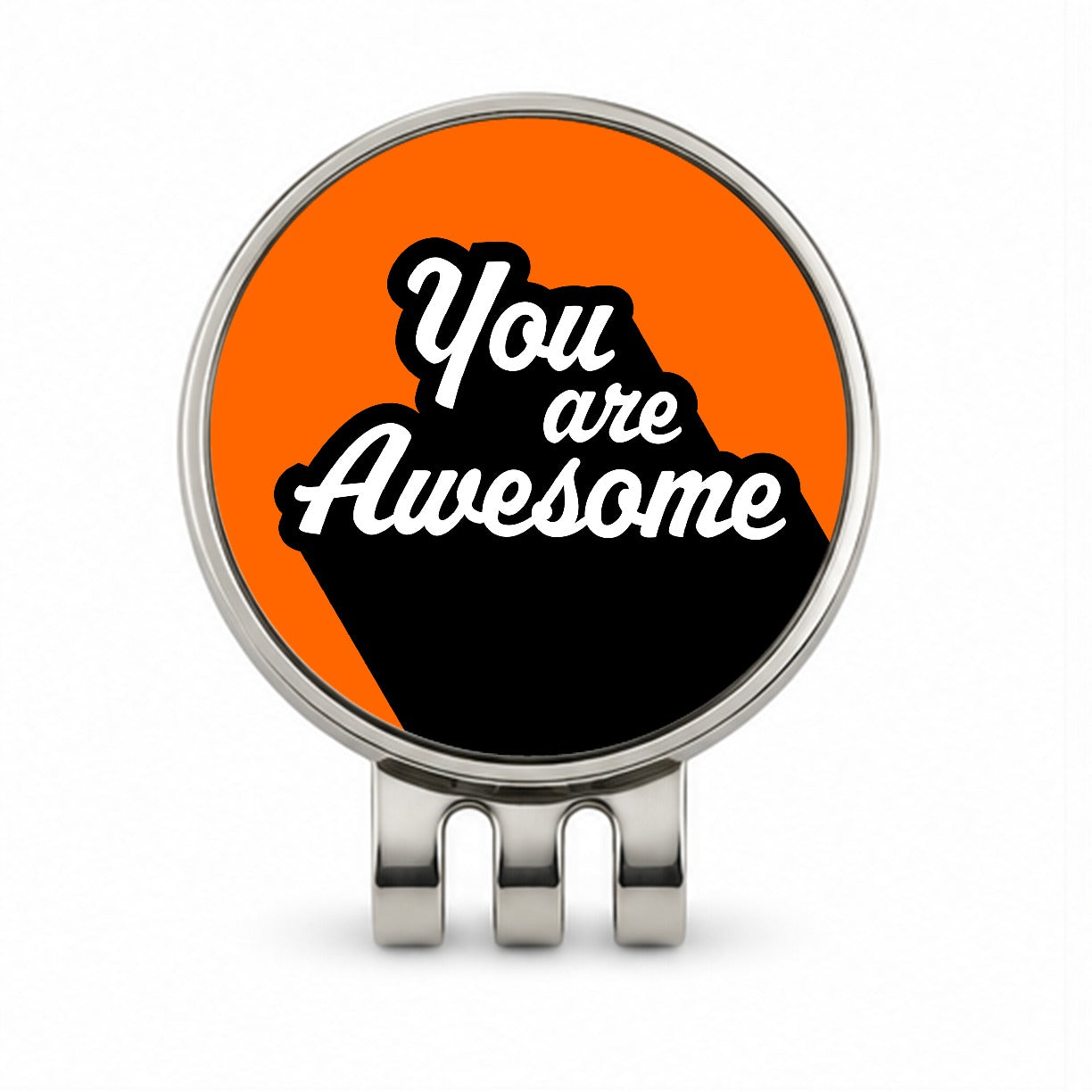 You Are Awesome Funny Inspirational Orange Golf Hat Clip with Ball Marker